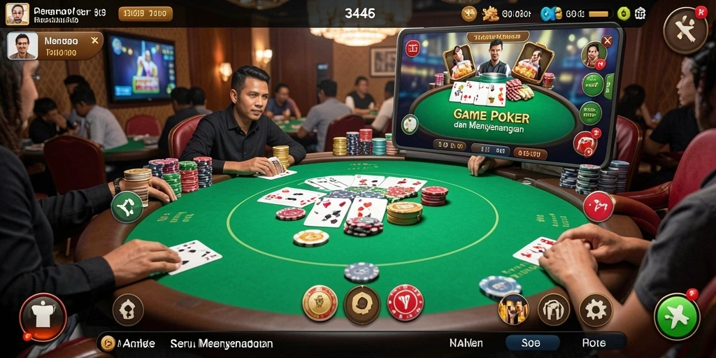 Tampilan gameplay Poker di 3446 dengan pemain yang antusias.