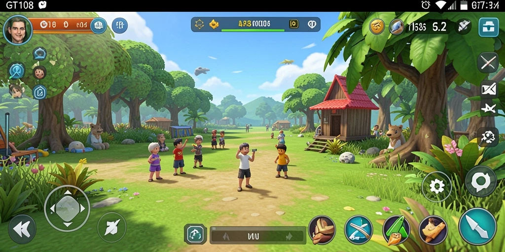 Tampilan gameplay GT108 yang seru dan berwarna-warni.
