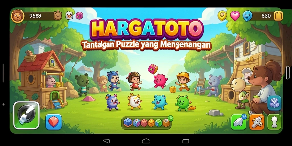 Tampilan gameplay seru HARGATOTO dengan tantangan puzzle menarik.