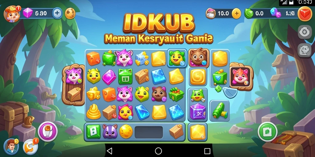 Tampilkan gameplay menarik dari IDKLUB dalam suasana Match-3 yang penuh warna.