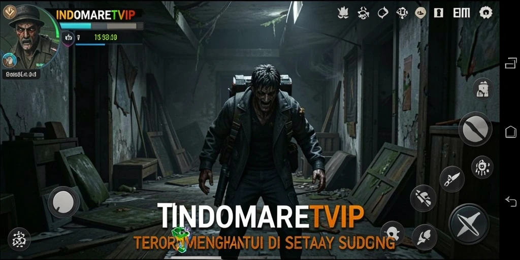 Screenshot gameplay INDOMARETVIP dengan suasana horor yang mencekam.