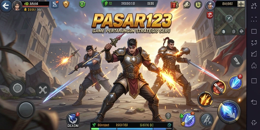 Menampilkan gameplay seru dalam PASAR123 dengan aksi tembak-menembak.