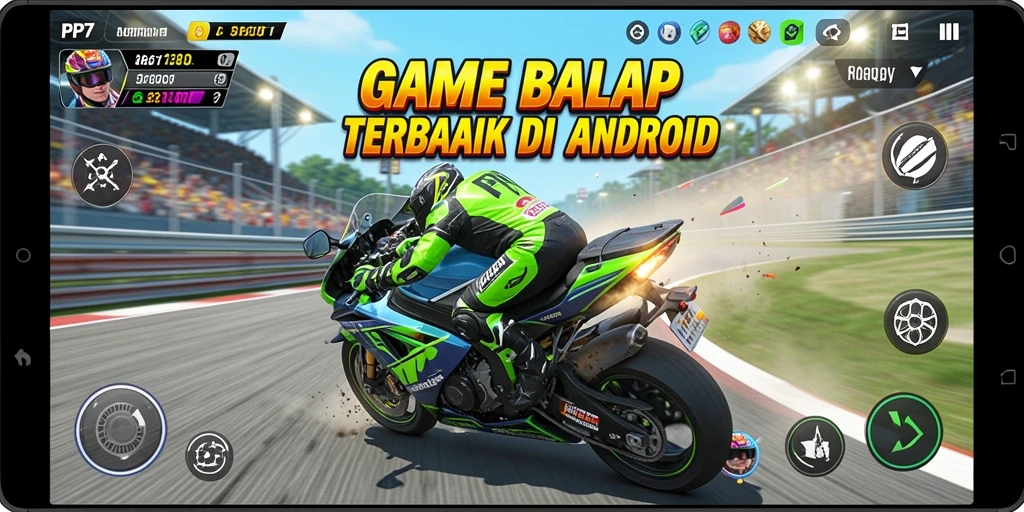 Screenshot PP7 menampilkan gameplay balap yang intens dan menegangkan.