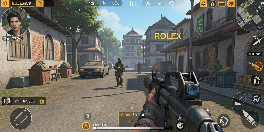 Tampilan gameplay seru dari ROLEX878 dalam pertempuran TPS.