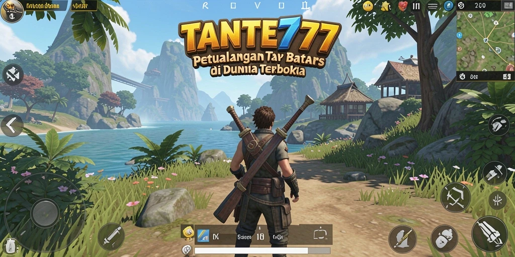 Tangkapan layar gameplay TANTE777 menampilkan petualangan yang epik di dunia terbuka.