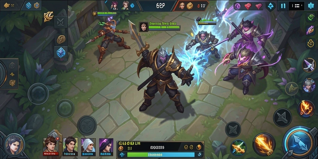 Screenshot gameplay seru TOGELUP saat pertarungan tim.