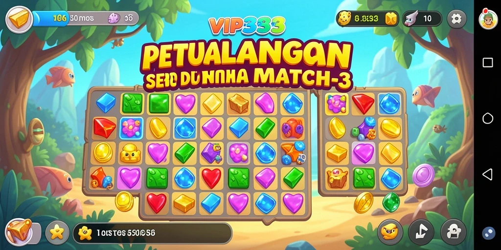Tampilan gameplay menarik dari VIP333 dengan puzzle Match-3 yang menantang.